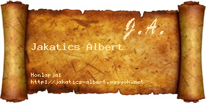 Jakatics Albert névjegykártya